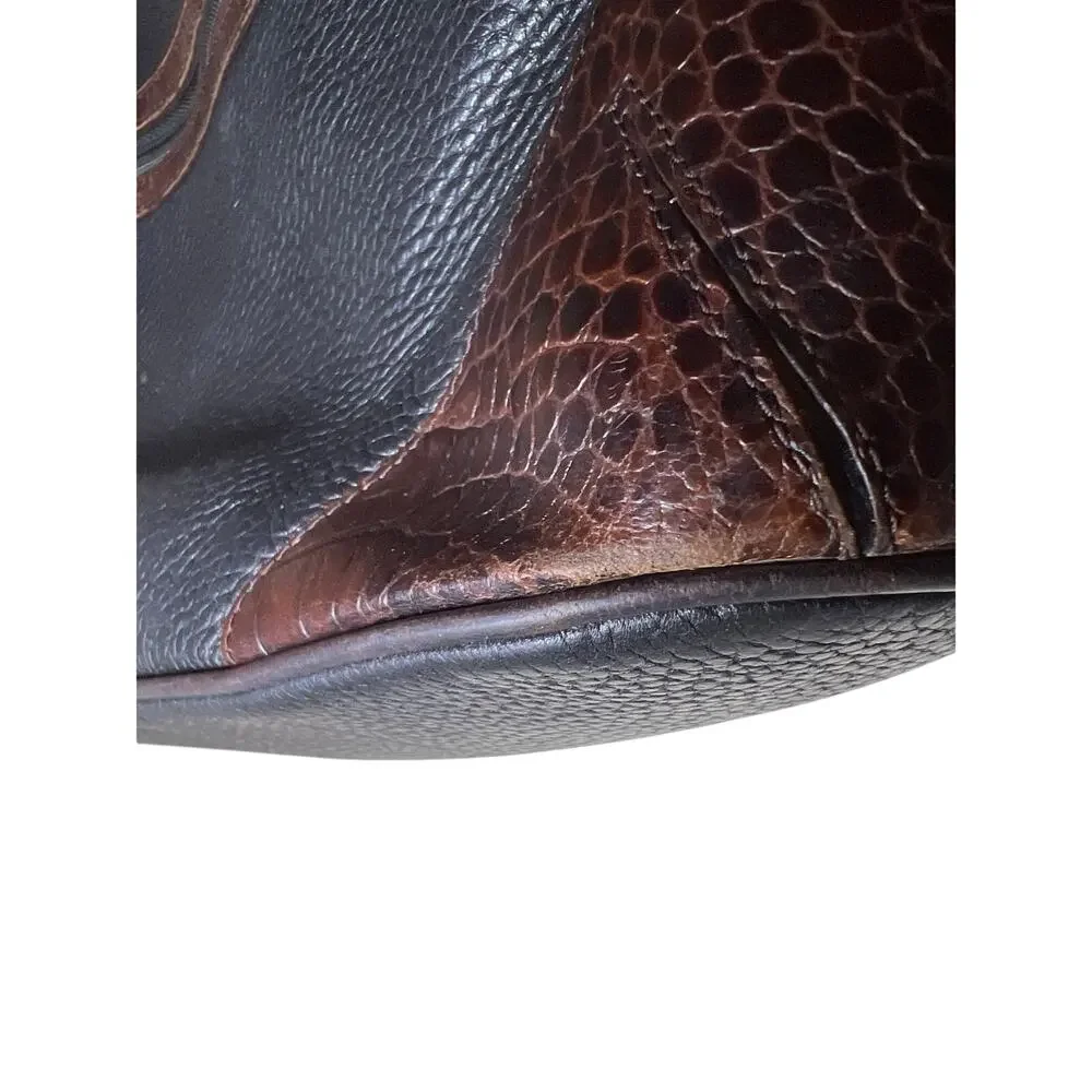 Brighton Classic Brown Croc and Black shoulder bag